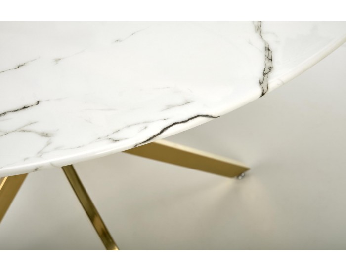 Трапезна маса BM-Raymond 2, бял мрамор и златно