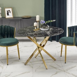 Трапезна маса BM-Raymond 2, черен мрамор и златно - Halmar
