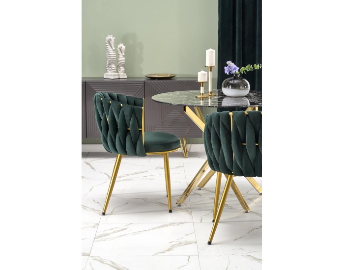 Трапезна маса BM-Raymond 2, черен мрамор и златно