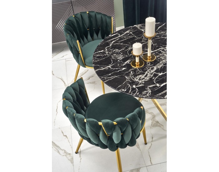 Трапезна маса BM-Raymond 2, черен мрамор и златно