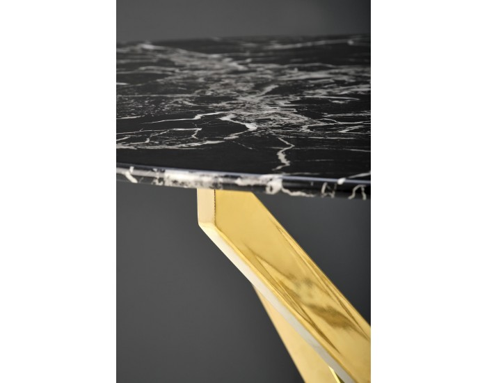 Трапезна маса BM-Raymond 2, черен мрамор и златно
