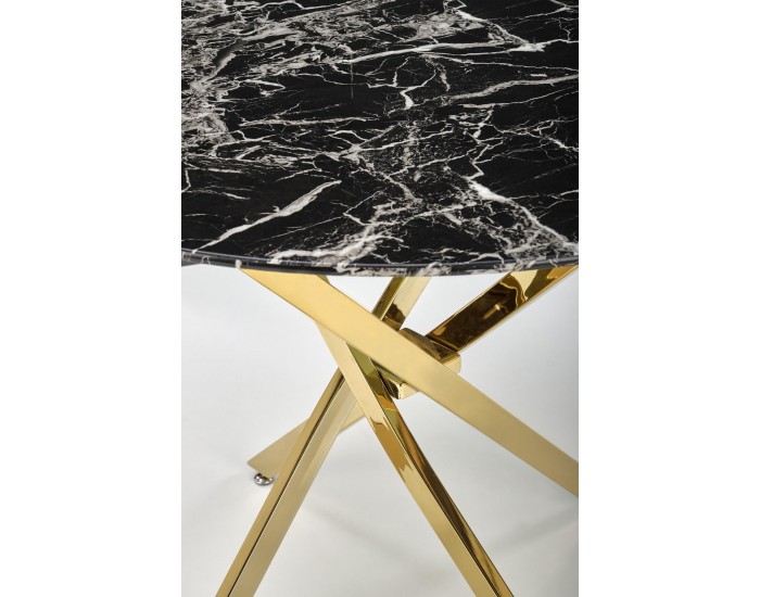 Трапезна маса BM-Raymond 2, черен мрамор и златно
