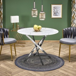 Трапезна маса BM-Raymond 3, бял мрамор и сребърно - Halmar