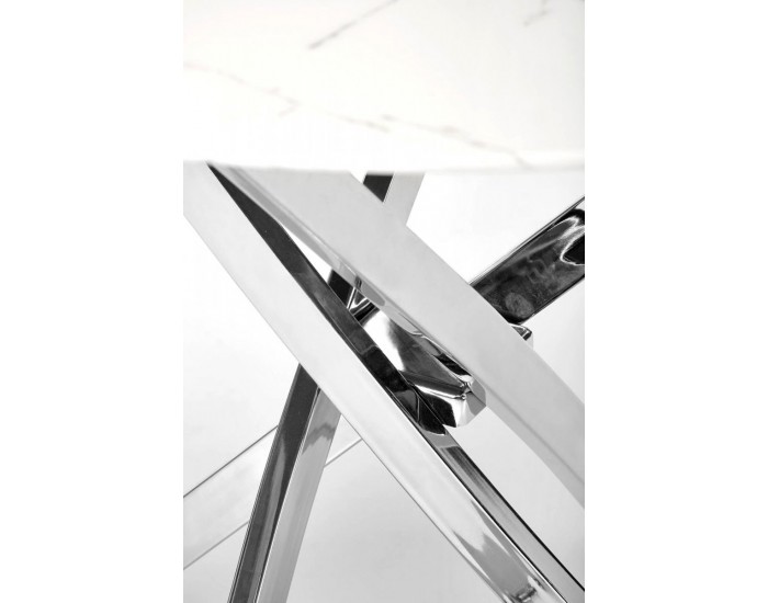 Трапезна маса BM-Raymond 3, бял мрамор и сребърно