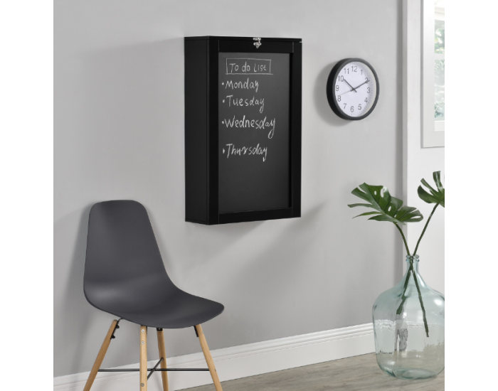 Сгъваема маса/шкаф с плот Черна, Сгъната 80 x 50 x 18,5 см,MDF -