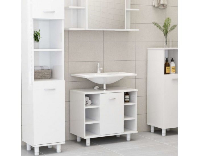 Sonata Шкаф за баня, бял, 60x32x53,5 см, ПДЧ