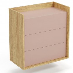 Нисък Стенен Шкаф BM-Mobius 1D, розов - Нощни шкафчета