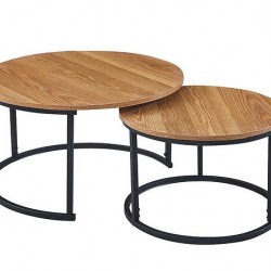 Комплект холни маси NATALIA, Дъб кендъл и Черно - Bogdan Furniture Europe