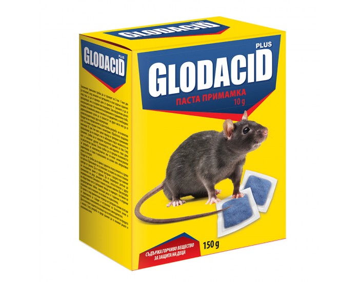 Отрова Glodacid Plus, паста примамка за мишки и плъхове ,150 гр.