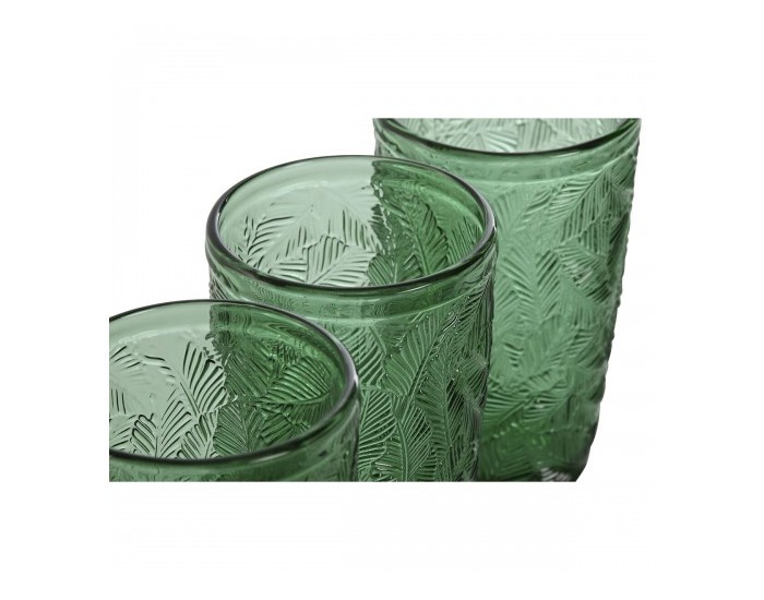 Комплект Съдове Home ESPRIT Зелен Кристал С облекчение 370 ml