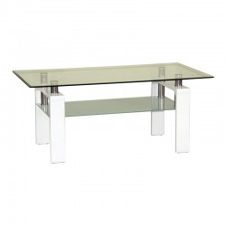 Холна маса Мебели Богдан BM-B-230, 130/70/60h, бяла с бяло долно стъкло - Amstrat