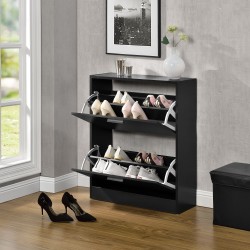 Шкаф за обувки Sykkylven 81x63x24 см с 2 врати черен - Sonata G