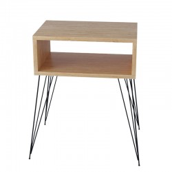 Нощно шкафче Найда, цвят естествен-черен, размери 45х30х59 см - Furniture Bogdan