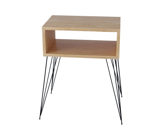 Нощно шкафче Найда, цвят естествен-черен, размери 45х30х59 см