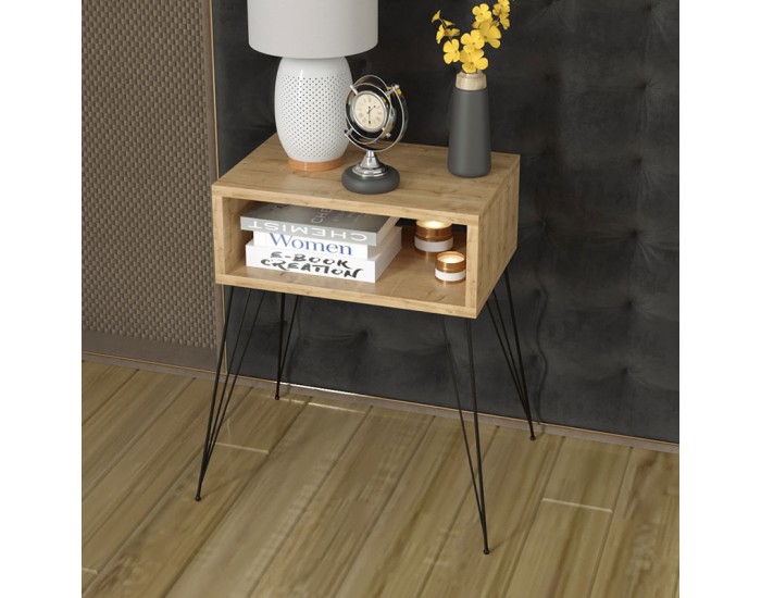 Нощно шкафче Найда, цвят естествен-черен, размери 45х30х59 см