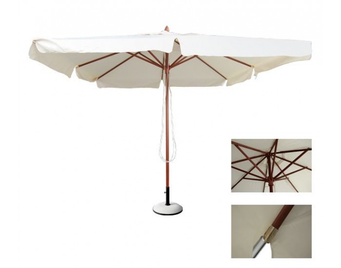 Дървен чадър Солейл 3х3м - екрю