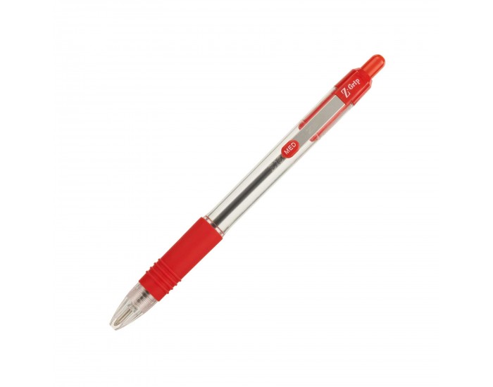 Zebra Химикалка Z-Grip, прозрачна, 1.0 mm, червена