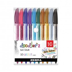 Zebra Гел ролер Doodler`z Gel Stick, 1.0 mm, брокатен, 10 цвята - Zebra pen