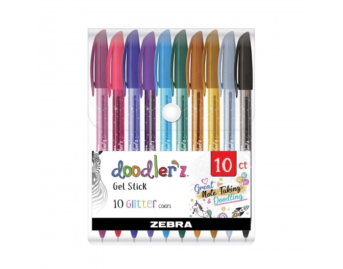 Zebra Гел ролер Doodler`z Gel Stick, 1.0 mm, брокатен, 10 цвята