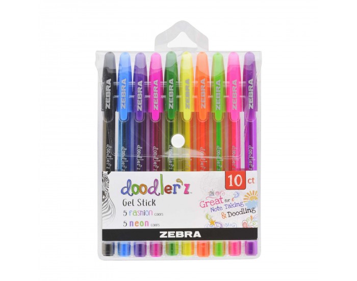 Zebra Гел ролер Doodler`z Gel Stick, 1.0 mm, неонов, 10 цвята