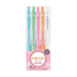 Zebra Гел ролер Sarasa Clip Milk, автоматичен, 0.5 mm, 5 цвята - Zebra pen