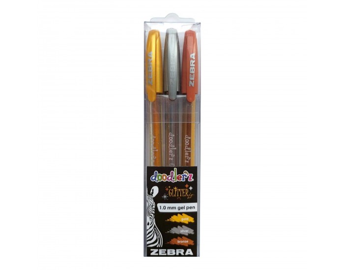 Zebra Гел ролер Doodler`z Gel Stick, 1.0 mm, металиков, 3 цвята