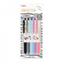 Zebra Гел ролер Sarasa Clip Kawaii, 0.7 mm, 5 броя, 4 цвята - Zebra pen