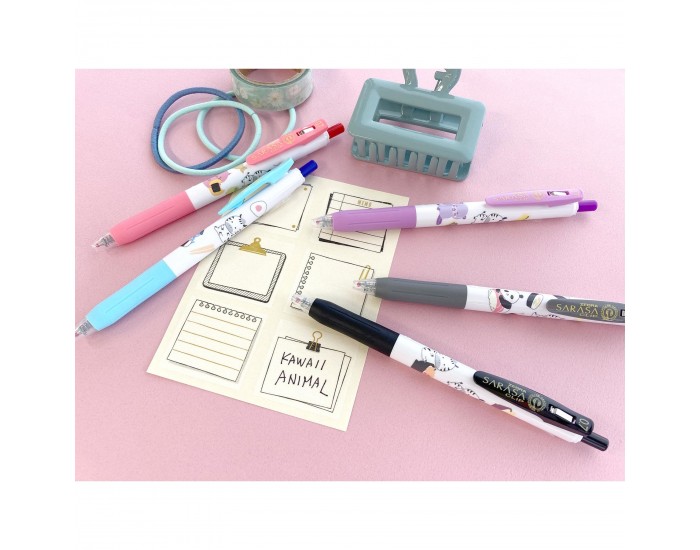 Zebra Гел ролер Sarasa Clip Kawaii, 0.7 mm, 5 броя, 4 цвята