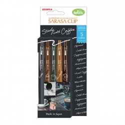 Zebra Гел ролер Sarasa Clip Coffee, 0.5 mm, 5 цвята - Zebra pen