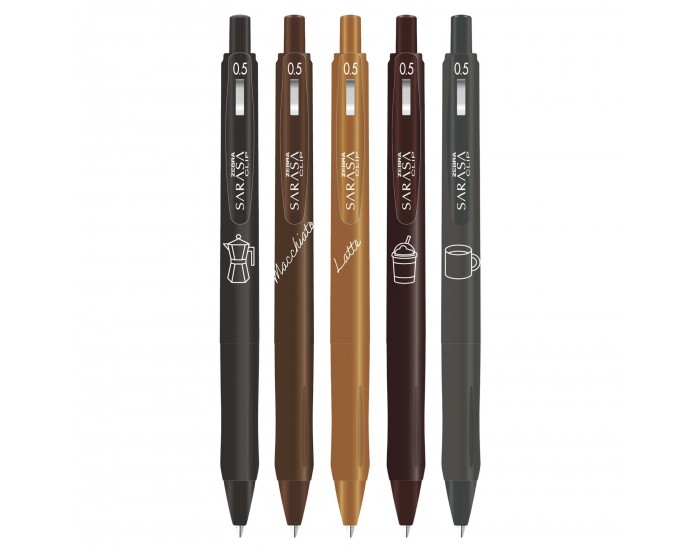 Zebra Гел ролер Sarasa Clip Coffee, 0.5 mm, 5 цвята