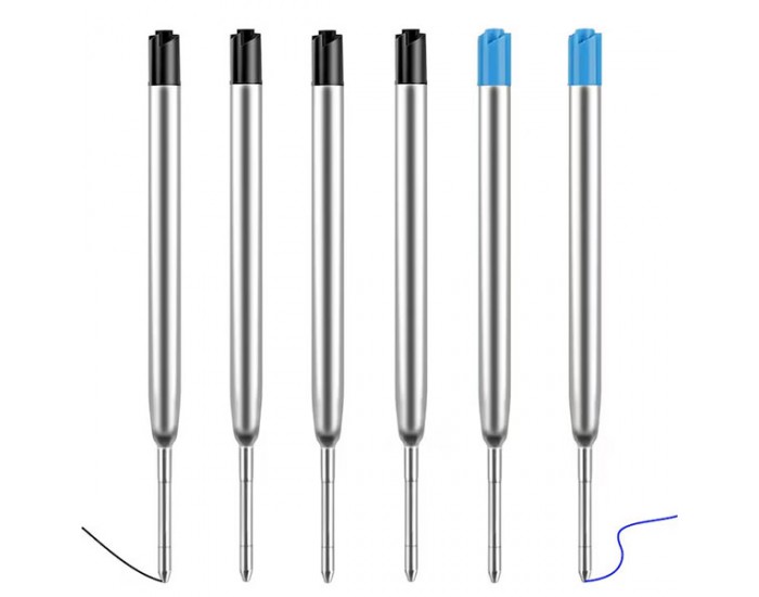 Office 1 Пълнител за химикалка, тип Parker, метален, 0.5 mm, черен