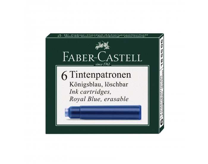 Faber-Castell Патрон за писалка, синьо мастило, 6 броя