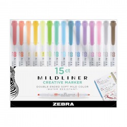 Zebra Текст маркер Mildliner 15PK, двоен, 15 цвята - Zebra pen