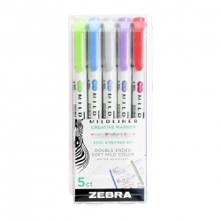 Zebra Текст маркер Mildliner Cool & Refined, двоен, 5 цвята - Zebra pen