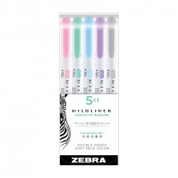 Zebra Текст маркер Mildliner Favorites, двоен, 5 цвята - Zebra pen