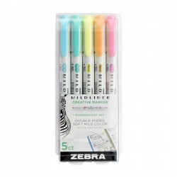 Zebra Текст маркер Mildliner Fluorescent, двоен, 5 цвята - Zebra pen