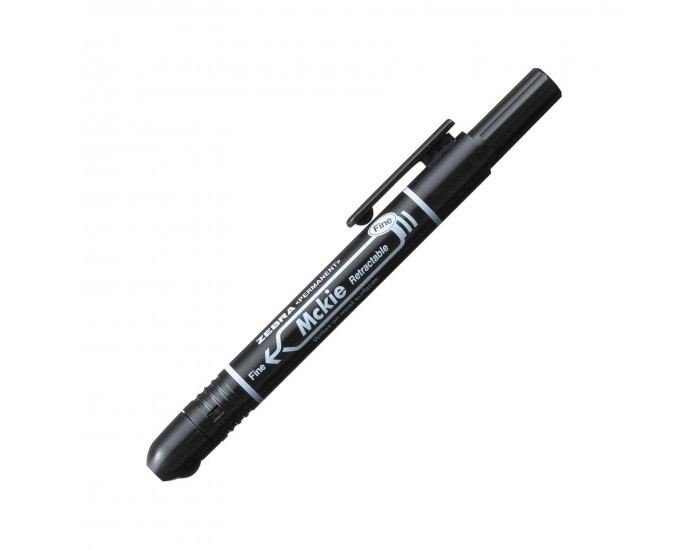 Zebra Перманентен маркер Mckie Retractable, автоматичен, 1.3 mm, черен