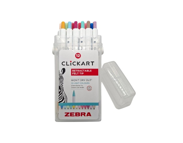 Zebra Флумастер Clickart, автоматичен, 12 цвята