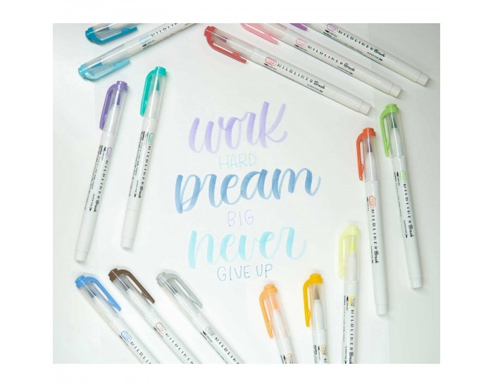 Zebra Маркер-четка Mildliner Brush&Marker Fluorescent, 10 цвята