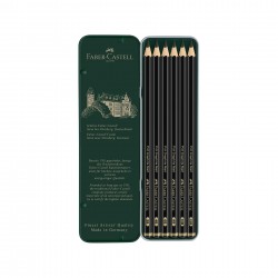 Faber-Castell Моливи Pitt Graphite Matt, чернографитни, 6 броя в метална кутия - Моливи и Аксесоари