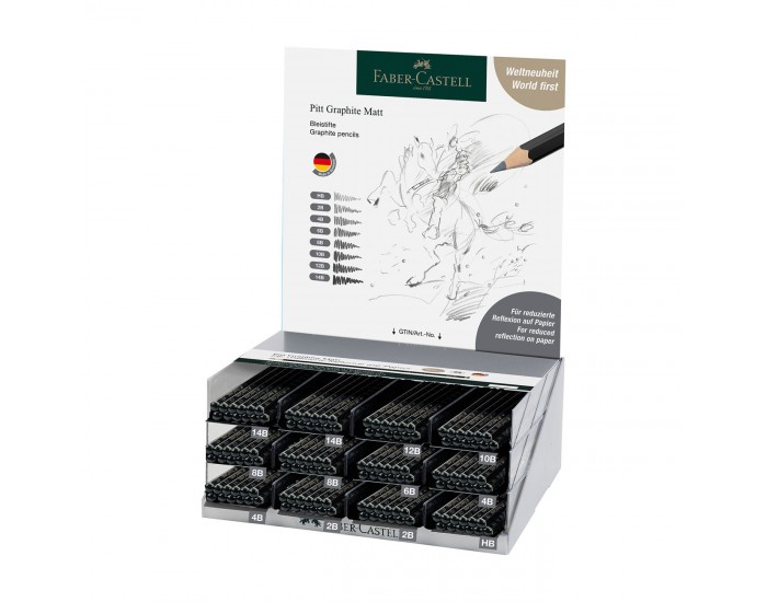 Faber-Castell Моливи Pitt Graphite Matt, чернографитни, 144 броя в дисплей