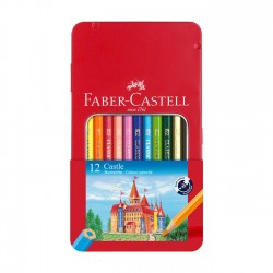 Faber-Castell Цветни моливи Замък, 12 цвята, в метална кутия - Моливи и Аксесоари