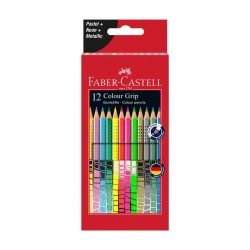 Faber-Castell Акварелни моливи Grip, 12 пастелни, неонови и металикови цвята - Моливи и Аксесоари