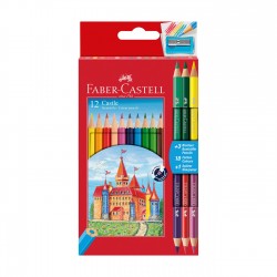 Faber-Castell Цветни моливи Замък, 12 + 6 цвята, с включена острилка - Моливи и Аксесоари