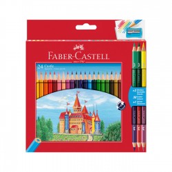 Faber-Castell Цветни моливи Замък, 24 + 6 цвята, с включена острилка - Моливи и Аксесоари