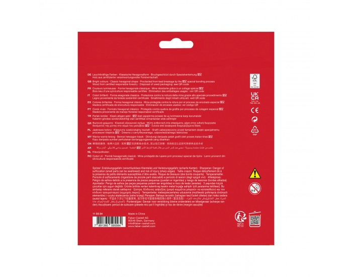 Faber-Castell Цветни моливи Замък, 24 + 6 цвята, с включена острилка