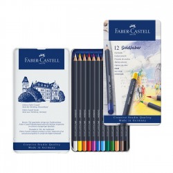 Faber-Castell Цветни моливи Goldfaber, 12 цвята, в метална кутия - Моливи и Аксесоари
