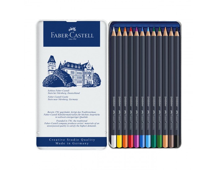 Faber-Castell Цветни моливи Goldfaber, 12 цвята, в метална кутия