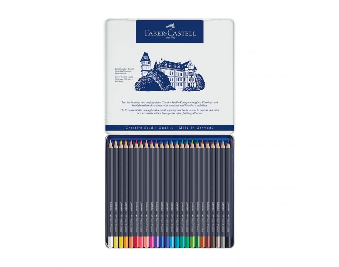 Faber-Castell Цветни моливи Goldfaber, 24 цвята, в метална кутия