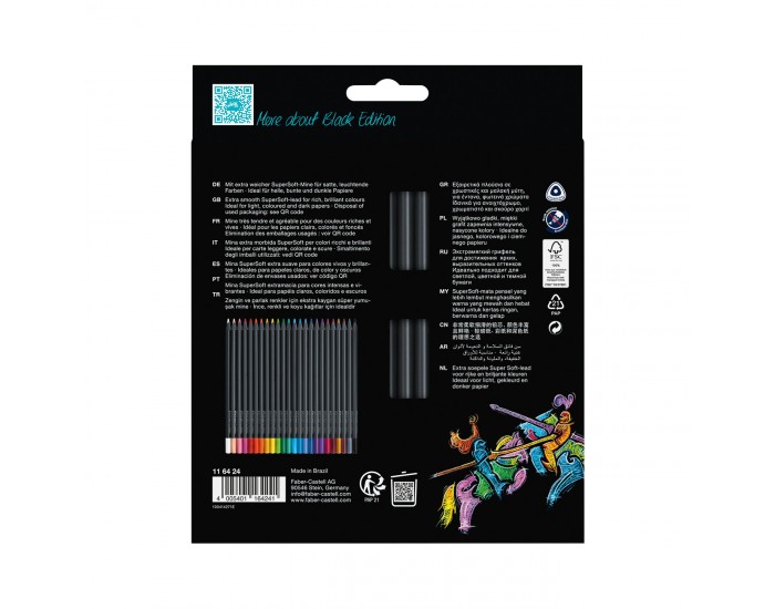 Faber-Castell Цветни моливи Black Edition, 24 цвята